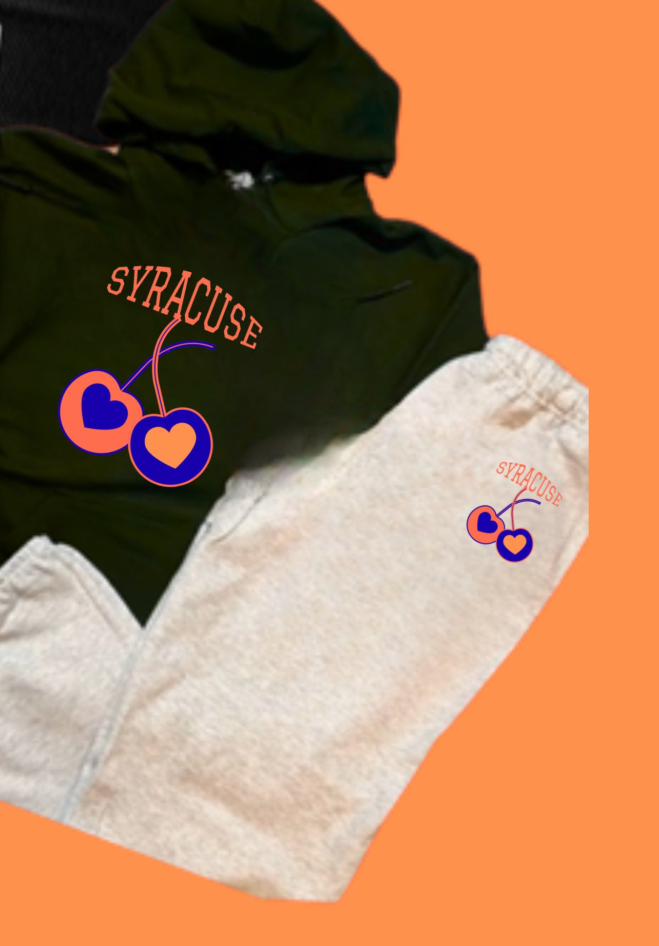 College sweatshirt with Cherries and π