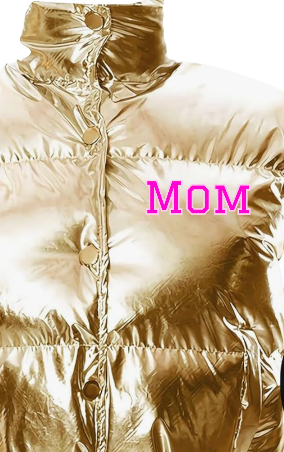 Winter Cropped Metallic Quilted Down Vest Sleeveless Puffer Jacket can be personalized