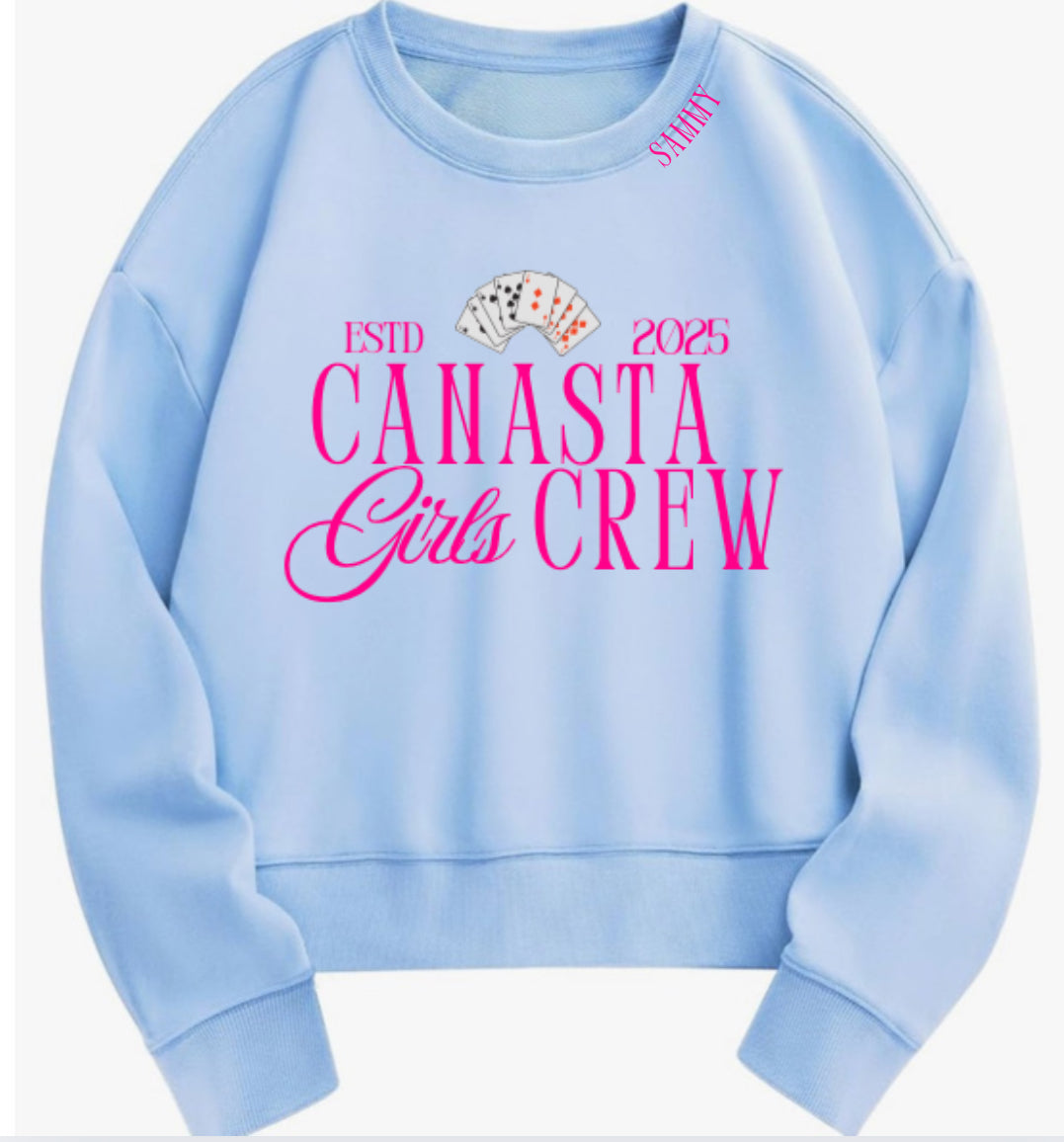 Canasta Women’s “Girls Crew” Oversized Sweatshirt with Custom Year | Cute Canasta Crewneck | Gift for Canasta Lovers | Est. Year Game Night Shirt