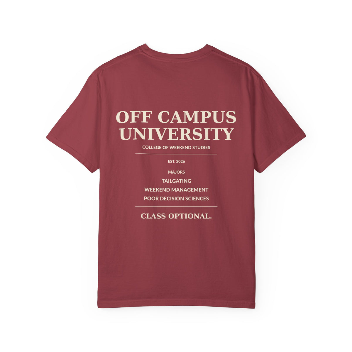 Campus Vibes Garment-Dyed T-Shirt — 'Off Campus University' Minimalist Tee