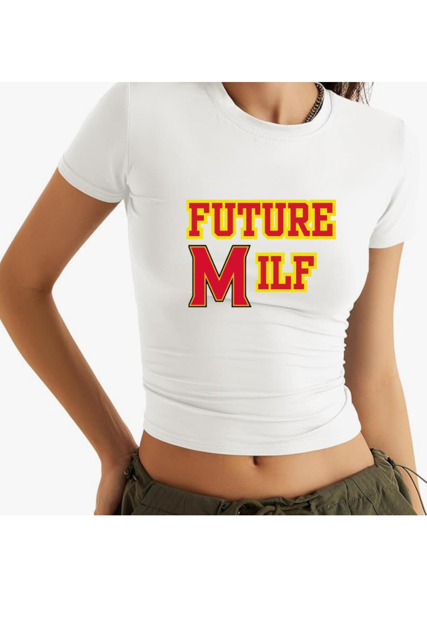 Future MILF Cropped Baby T with college logo