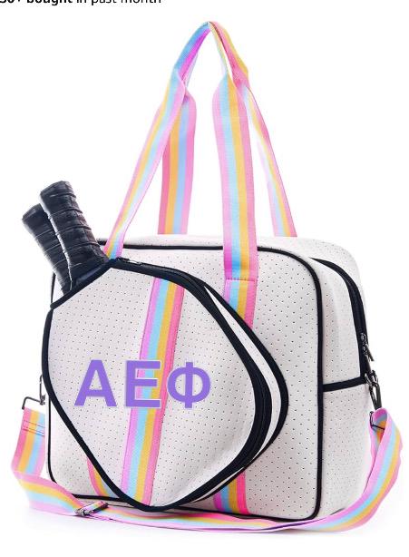 Personalized Embroidered Pickleball water resistant neoprene tote and sling bag (perfect for sorority gift!)