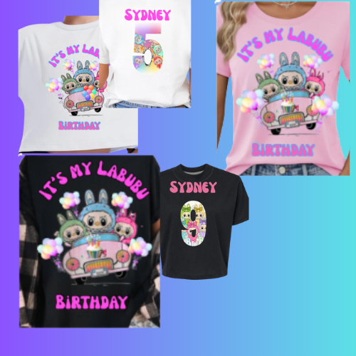 It’s My Labubu Birthday Personalized Shirt, Cute Labubu with # age on back Inspired Graphic with Name, too