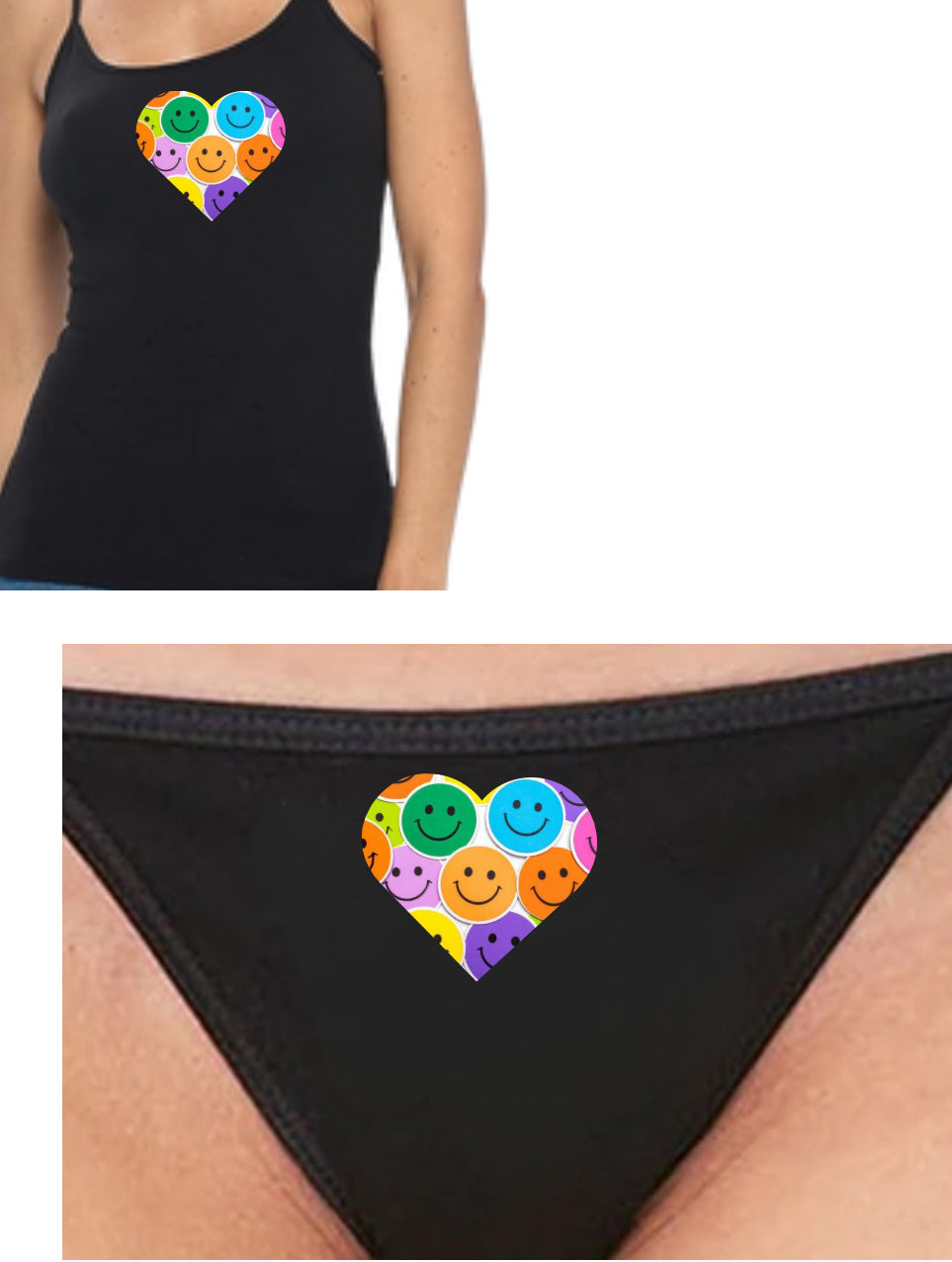 Custom Women’s Cotton Thong or Cami Set (Day or Night) perfect gift for yourself! cherries, rainbows, bows, hearts, smiles….many choices