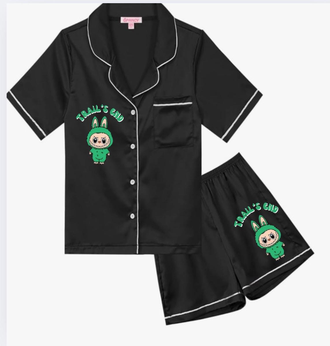 Custom Lafoofu Youth 2 piece satin pajama short set Camp or School - Cute labuboo-Inspired