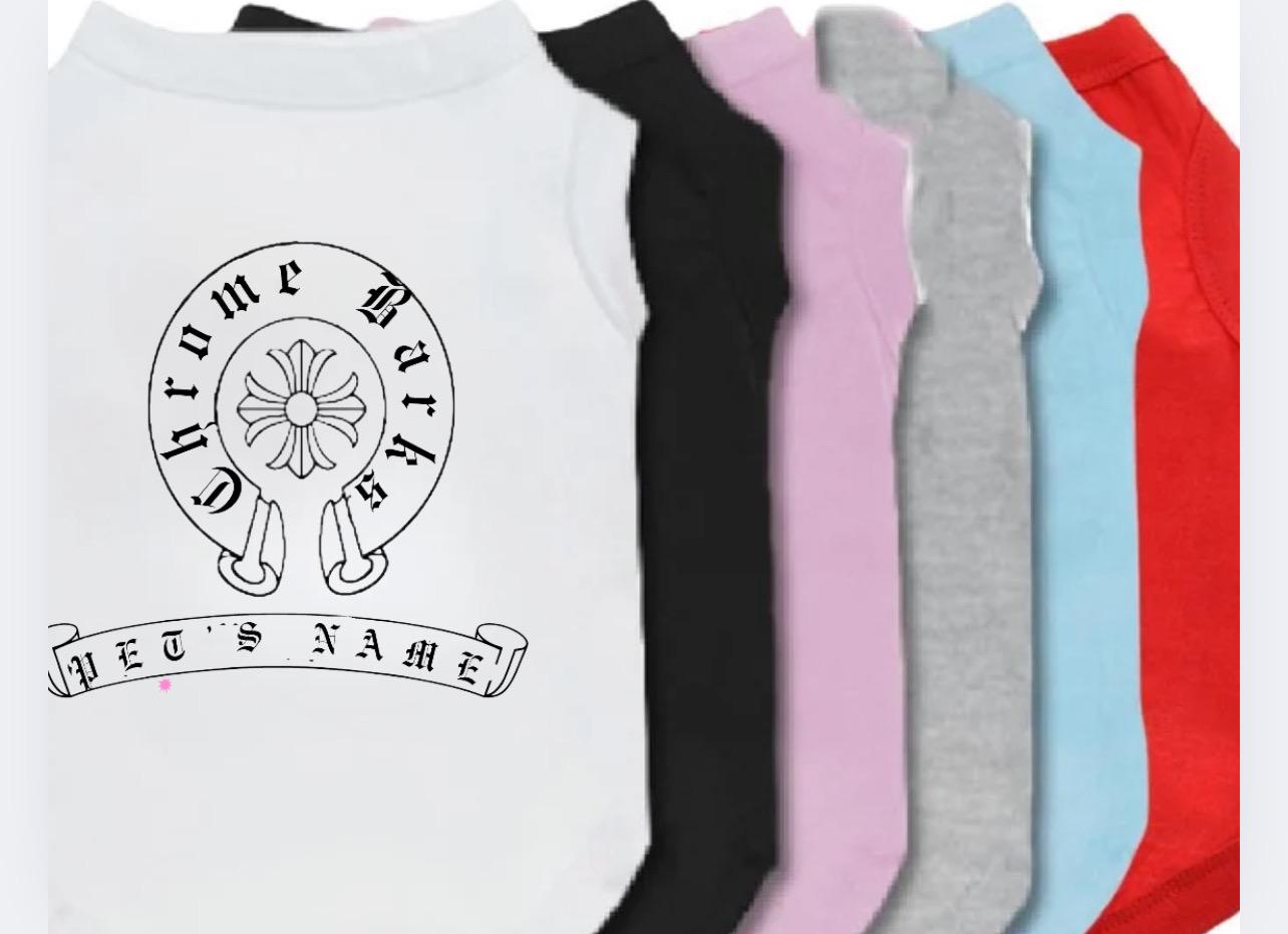 Inspired by iconic Chrome Hearts fashion, this funny and cool dog tee is perfect for pups who love to stand out.