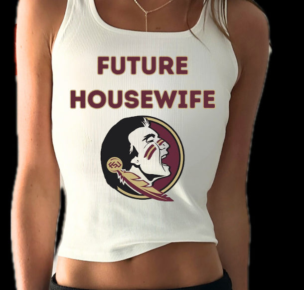 “Future Housewife” Cropped Tank customized with college name (or any name chosen)