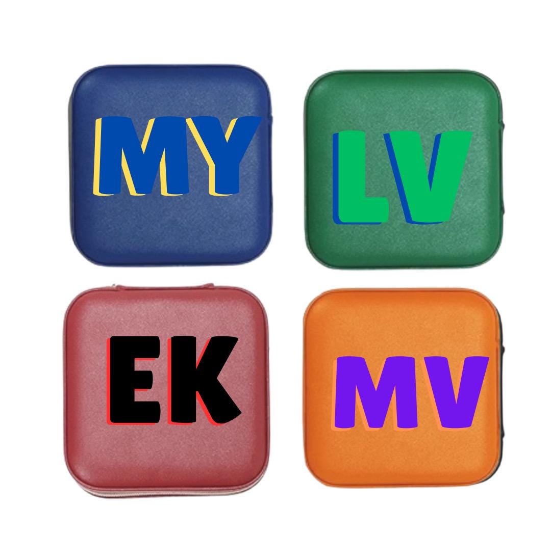 Mini travel Jewelry case with Zipper monogram or college logo faux leather (perfect for the dorm)
