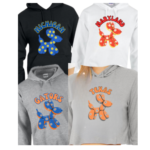 College sweatshirt with Koons Inspired Dog