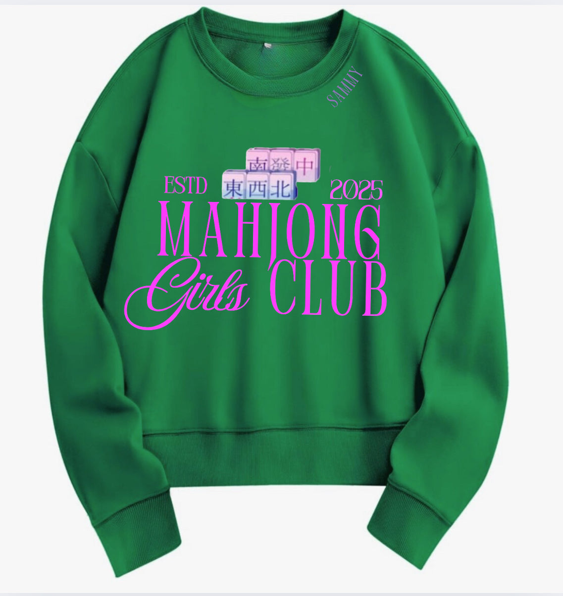 Mahjong Women’s “Girls Club” Oversized Sweatshirt with Custom Year | Cute Mahjong Crewneck | Gift for Mahjong Lovers | Est. Year Game Night Shirt