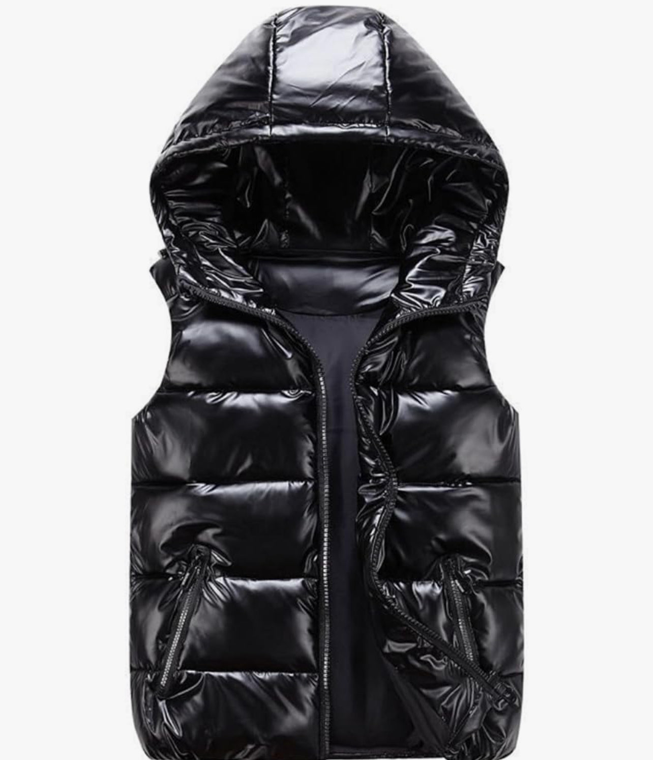 Winter Cropped Metallic Quilted Down Vest Sleeveless Puffer Jacket can be personalized