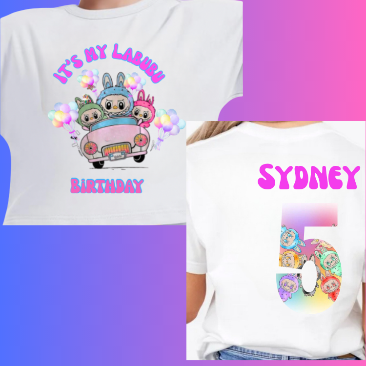 It’s My Labubu Birthday Personalized Shirt, Cute Labubu with # age on back Inspired Graphic with Name, too