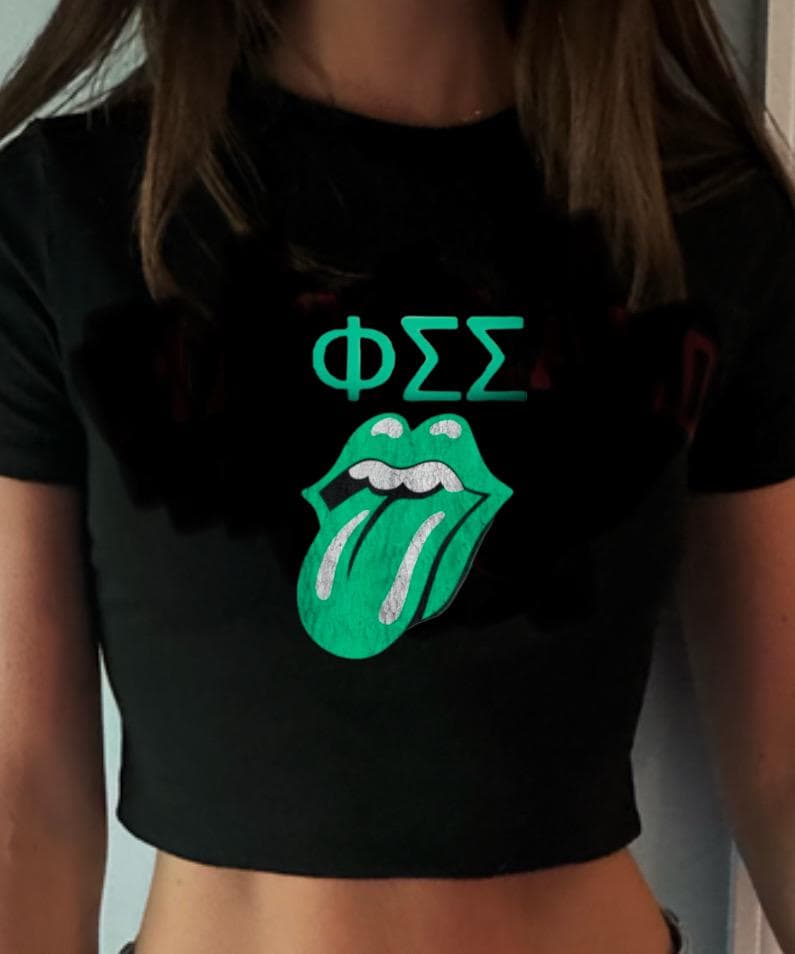 Adult & Kids Custom Cropped Baby T with college logo (sport, tongue, sorority )