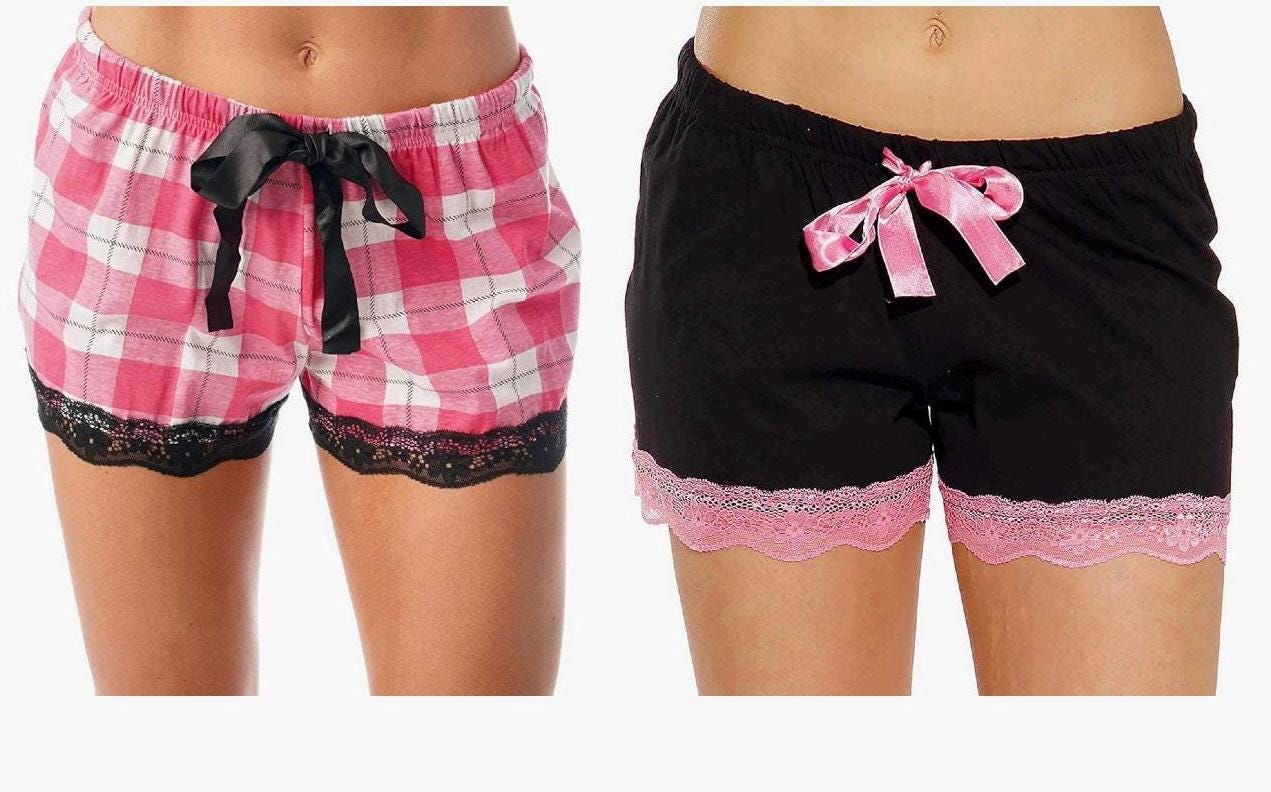 Women’s custom plaid flannel boxer shorts