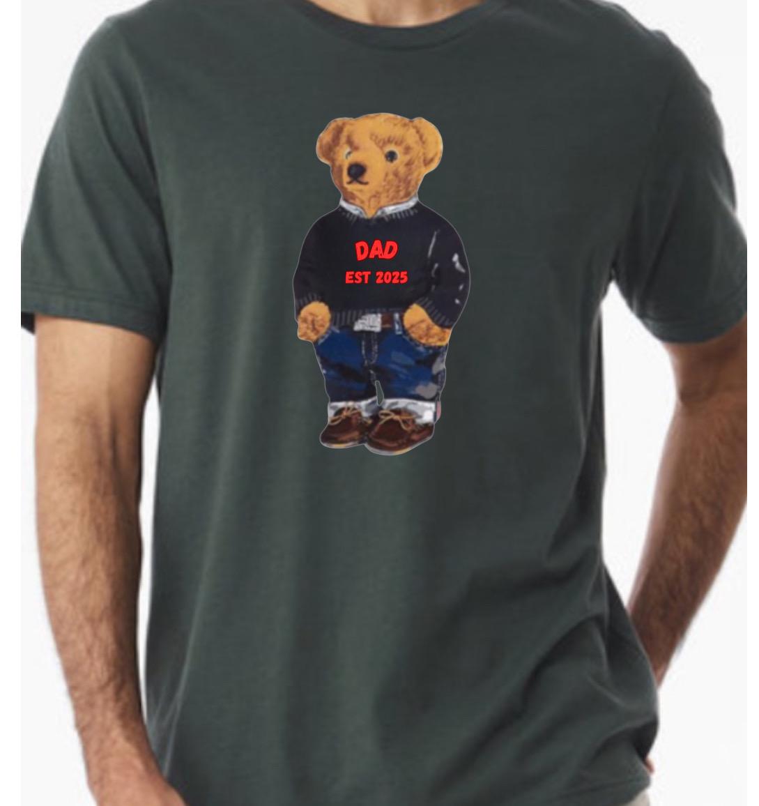 Custom Dad to be or New Dad Polo Bear Sweatshirt or T-Shirt – Personalized Family Gift | Grandpa, Grandma, Uncle, Aunt, Dad “Est. 2025”