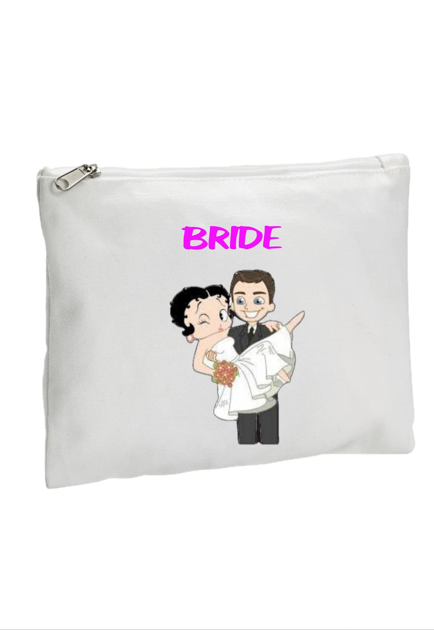 WHITE BRIDAL/BACHELORETTE Custom Zipper Canvas travel Pouch