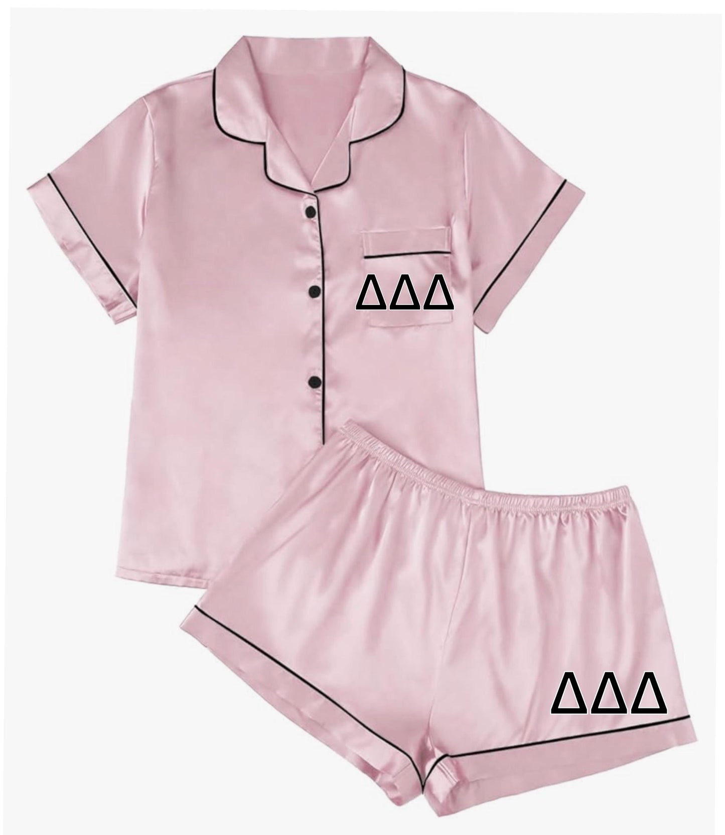 The Stones Tongue 2 piece (custom) satin pajama short lounge set Custom College/Camp Set. (Optional monogram or name) Greek Sorority Letters