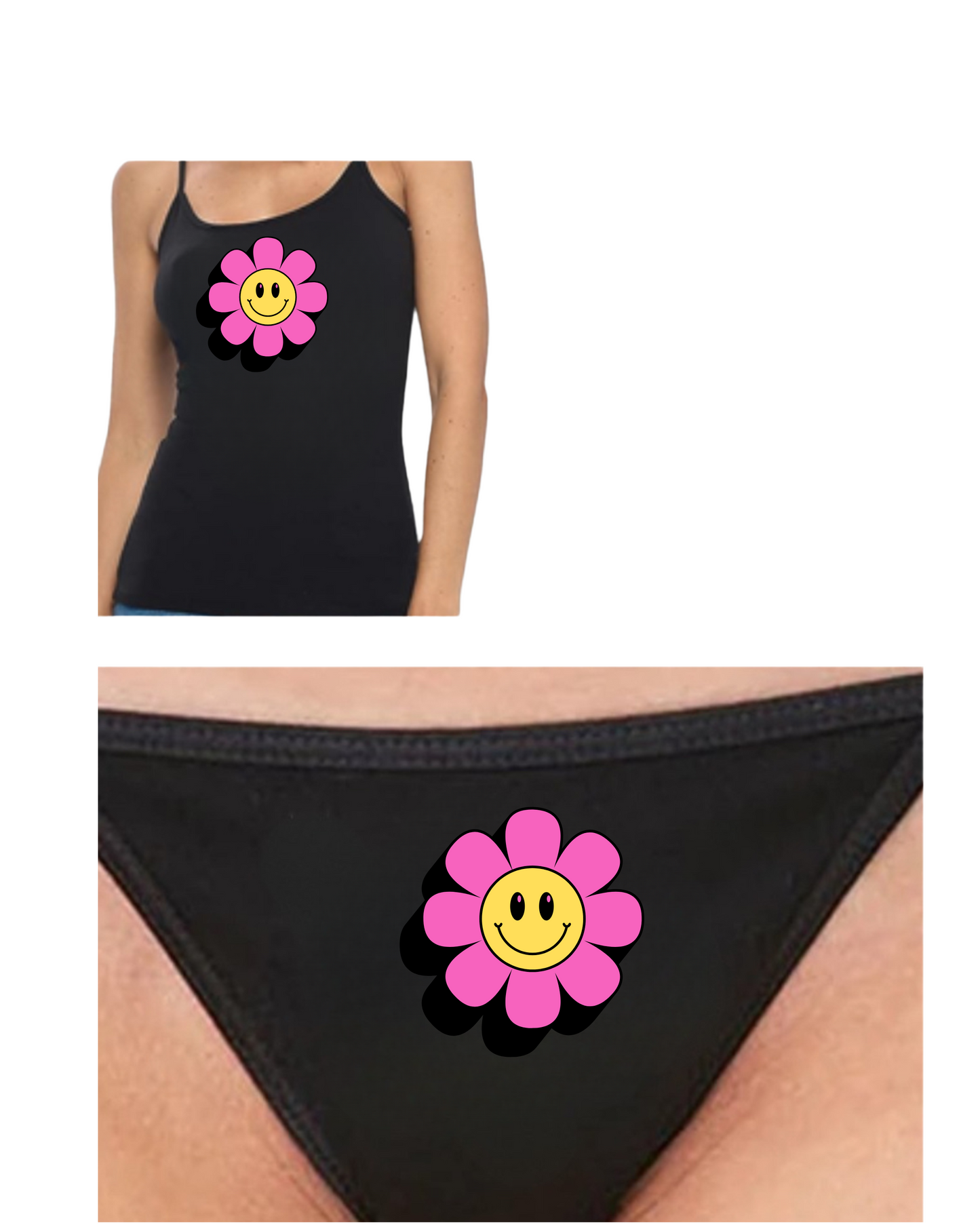 Custom Women’s Cotton Thong or Cami Set (Day or Night) perfect gift for yourself! cherries, rainbows, bows, hearts, smiles….many choices