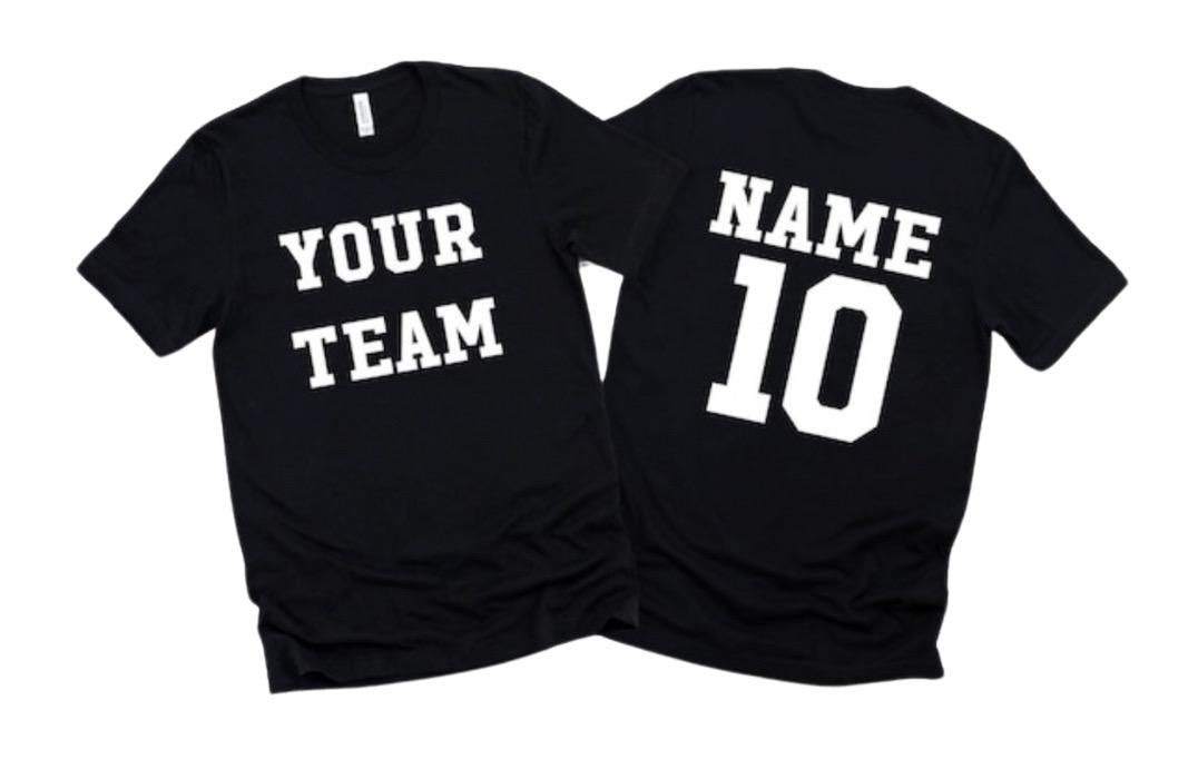 Custom Team Uniform Tshirt or Jersey with names, logos and #s 2 sided