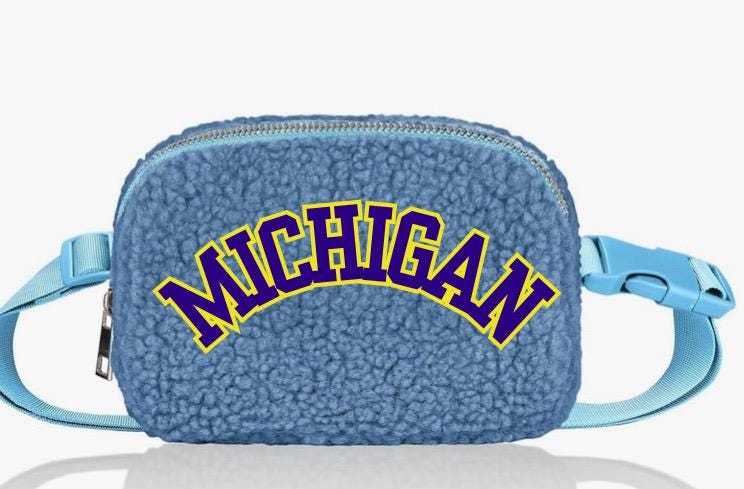 Custom Gameday or Travel Sherpa Waist Fanny pack with Adjustable Strap - Crossbody