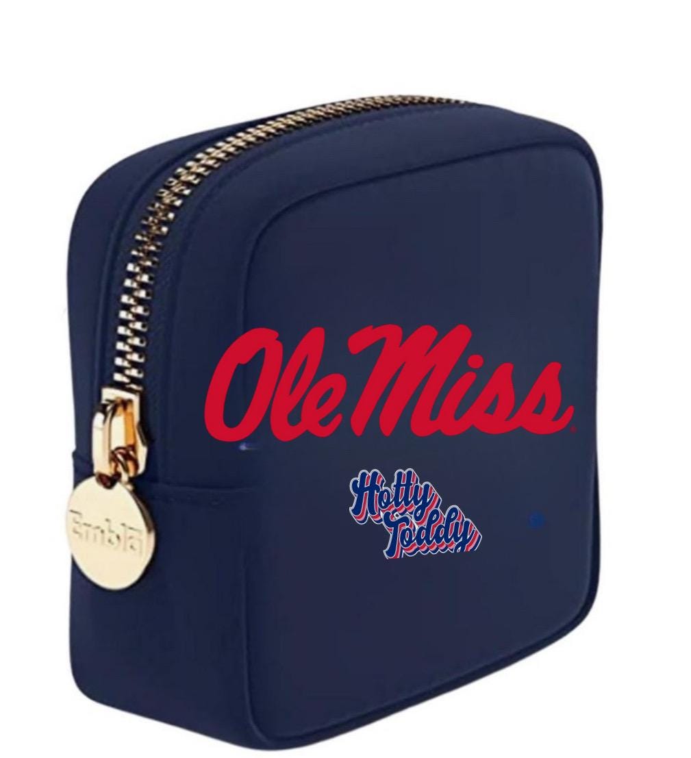 Personalized College Logo Mini Travel Cosmetic Case – Custom Name or Monogram, Small School Backpack, Dorm Essential, College Student Gift