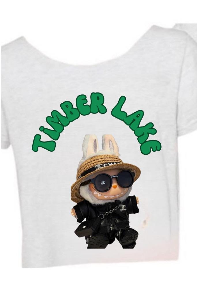 Custom Labubu Youth cropped tank or off shoulder t – Personalized Camp or School - Cute Labubu-Inspired