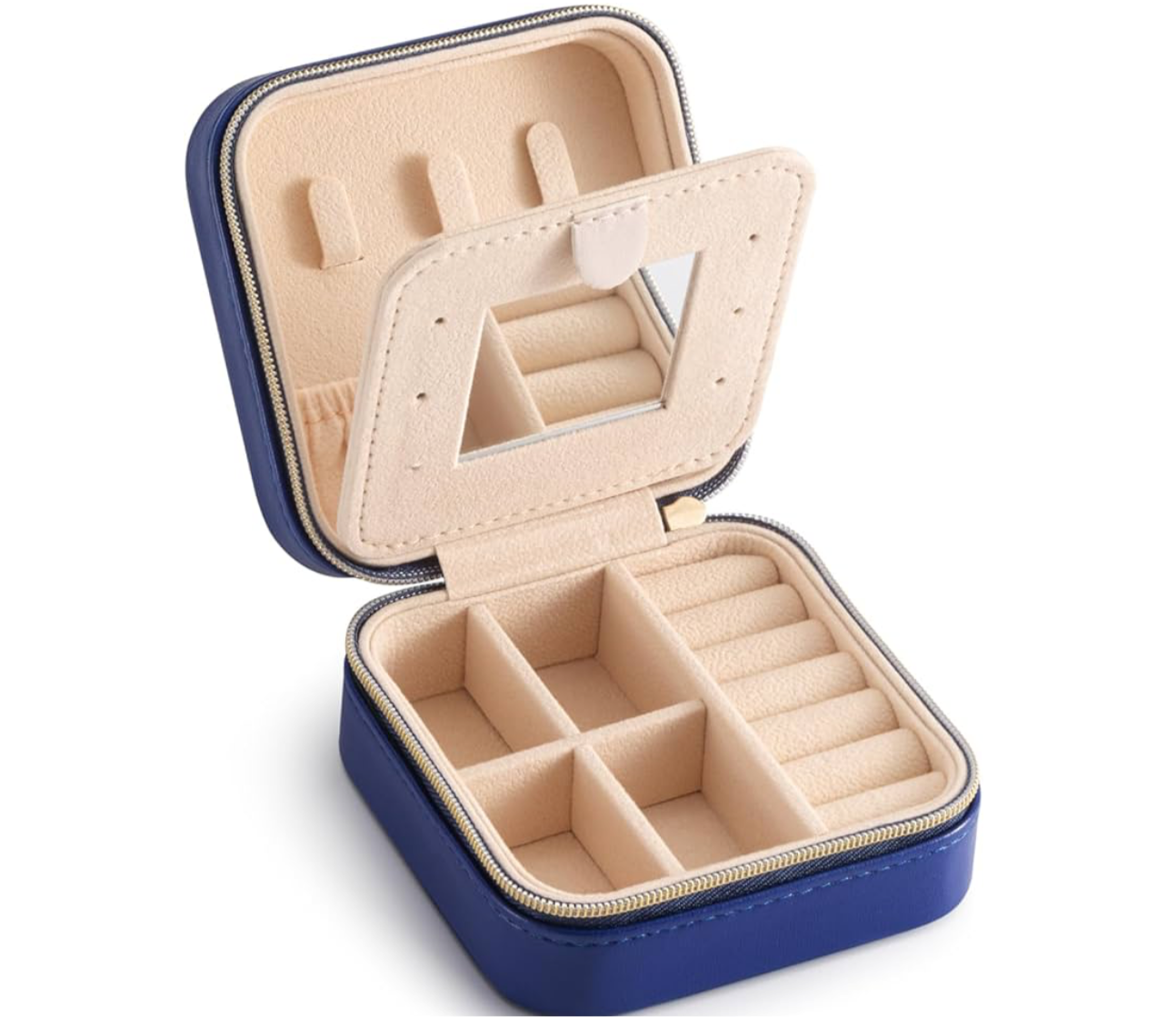 Mini travel Jewelry case with Zipper monogram or college logo faux leather (perfect for the dorm)