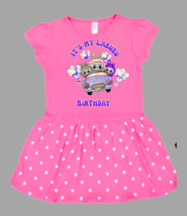 It’s My Labubu Birthday Personalized Dress, Cute Labubu with # age on back Inspired Graphic with Name, too
