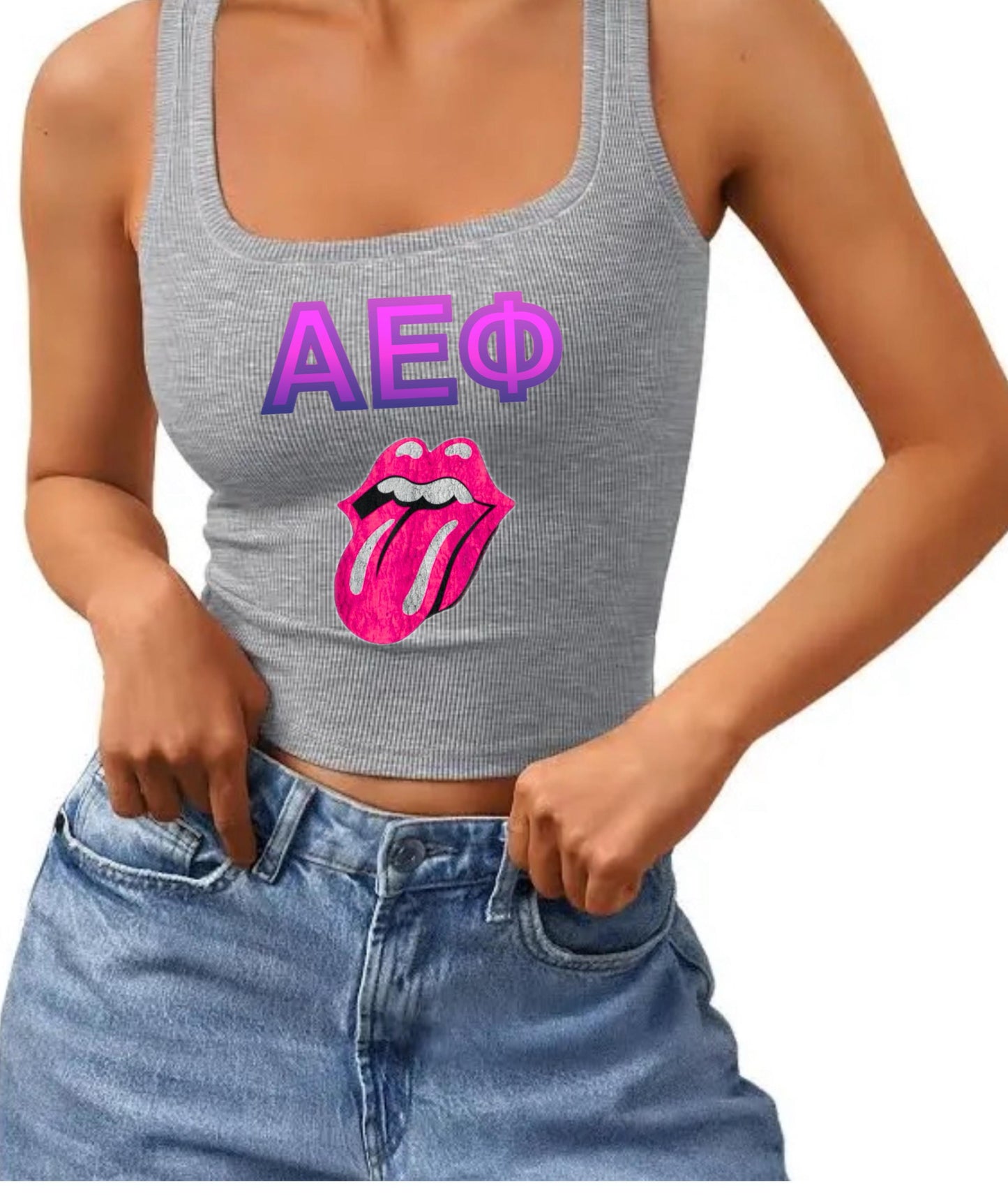 The Stones Image Custom Cropped Tank with college name, sorority name, sorority name with Stones logo (or any name chosen)