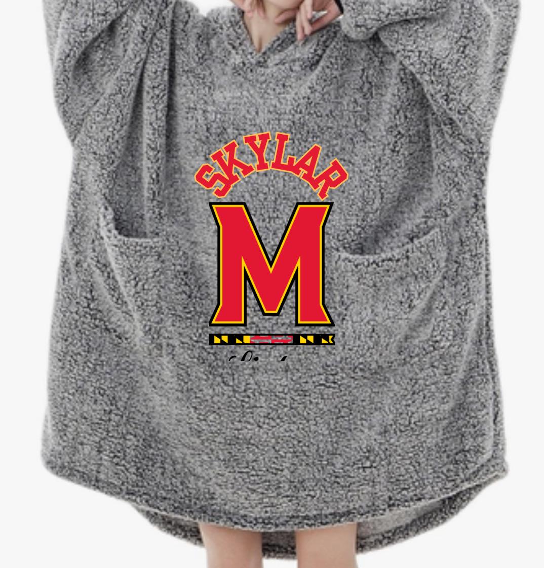 Wearable Blanket Hoodie, Oversized Sherpa Blanket Sweatshirt with Hood Pocket and Sleeves, Personalized College/Wedding/Camp or Lounging. Birthday or Holiday gifts!