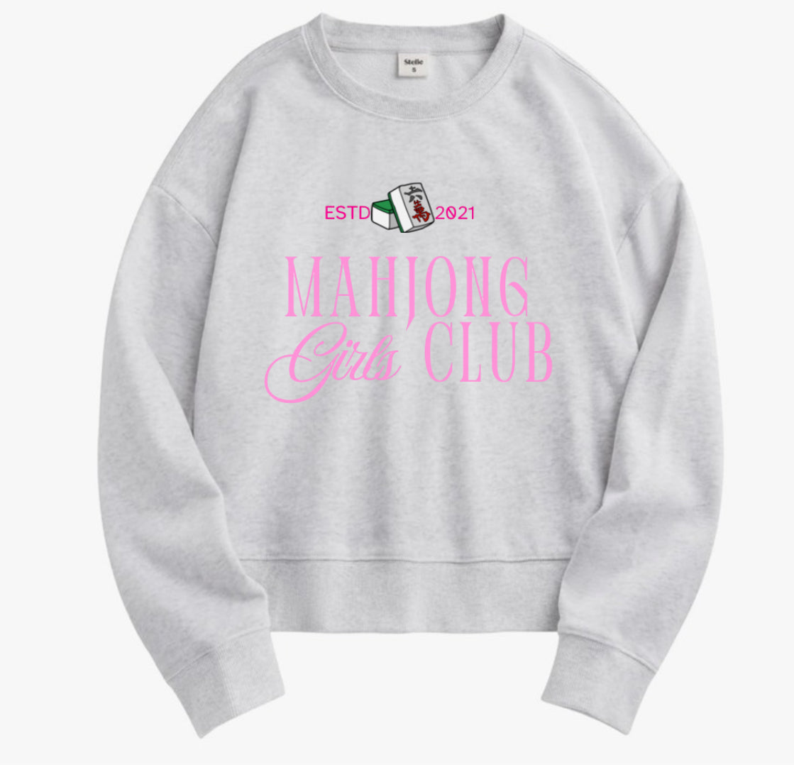 Mahjong Women’s “Girls Club” Oversized Sweatshirt with Custom Year | Cute Mahjong Crewneck | Gift for Mahjong Lovers | Est. Year Game Night Shirt