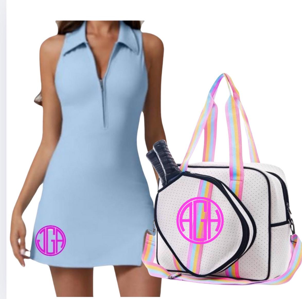 Pickleball MONOGRAM zip front polo collar dress