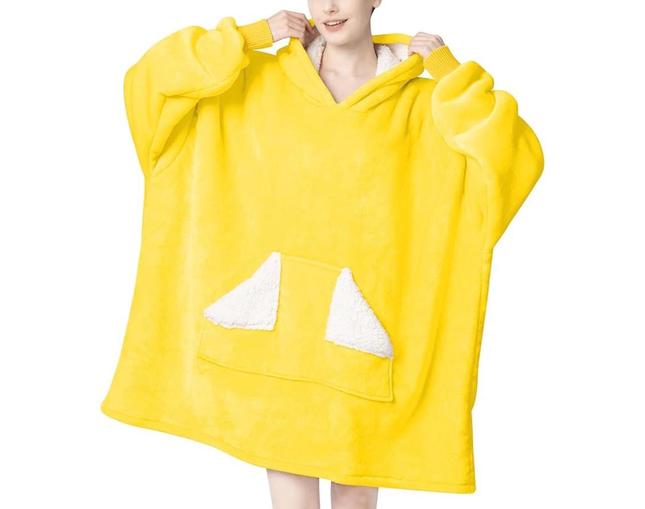 Wearable Blanket Hoodie, Oversized Sherpa Blanket Sweatshirt with Hood Pocket and Sleeves, Personalized College/Wedding/Camp or Lounging. Birthday or Holiday gifts!