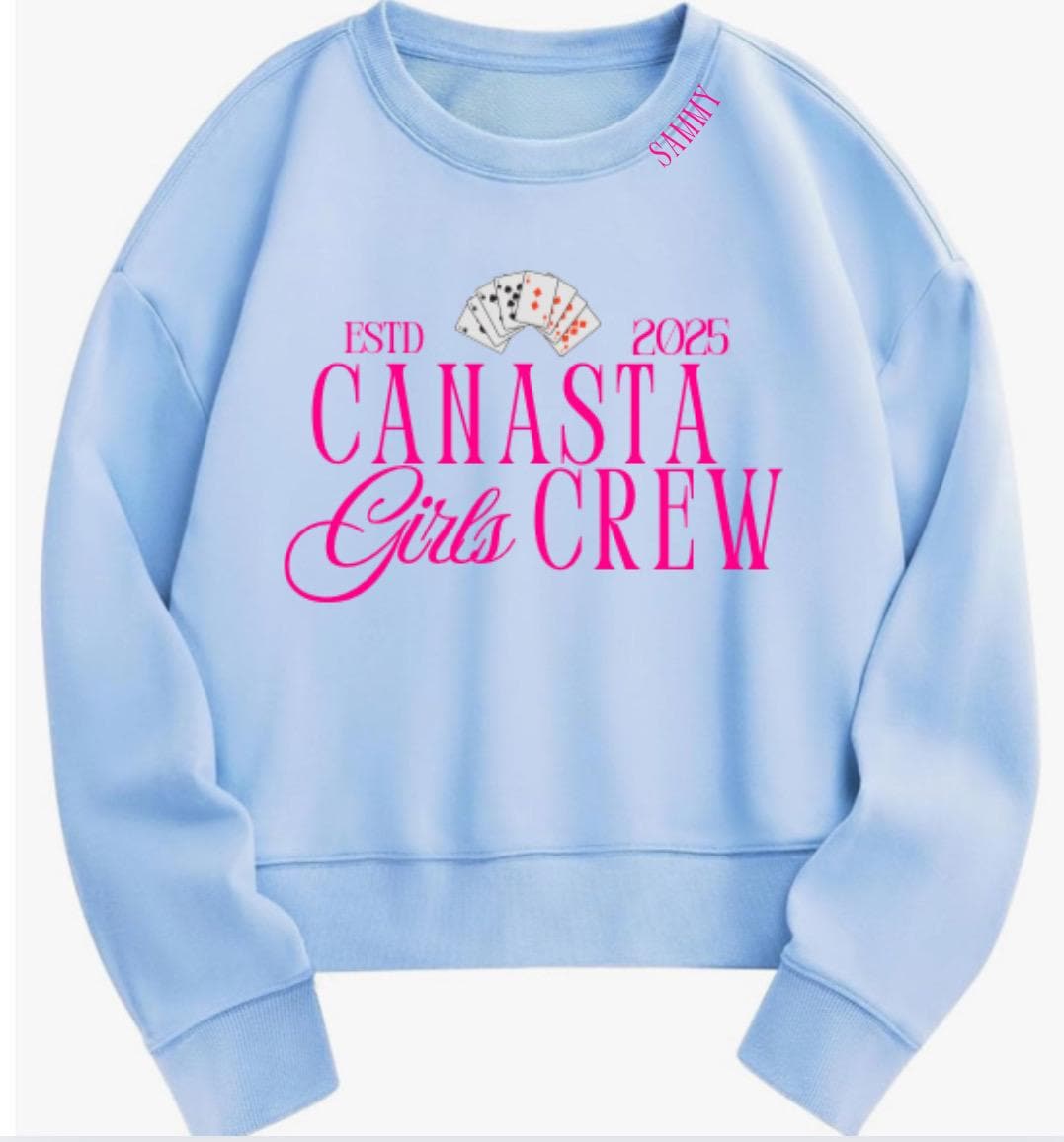 Canasta Women “Girls Crew” Oversized Sweatshirt with Custom Year | Cute canasta Crewneck | Gift for Canasta Lovers | Est. Year Sweatshirt