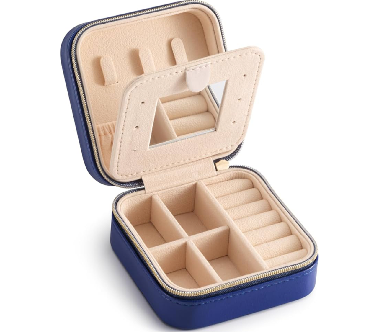 Mini travel Jewelry case with Zipper monogram or college logo faux leather (perfect for the dorm)