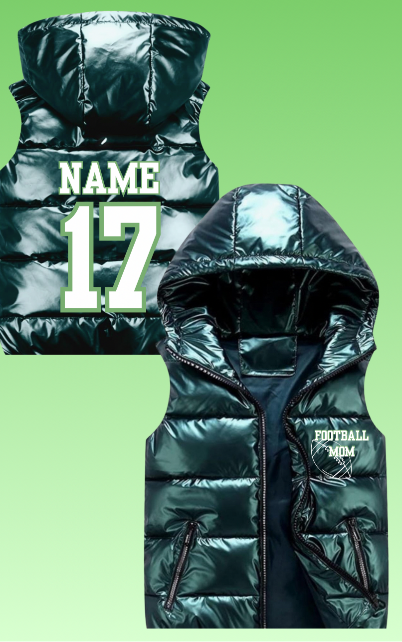 Winter Cropped Metallic Quilted Down Vest Sleeveless Puffer Jacket can be personalized