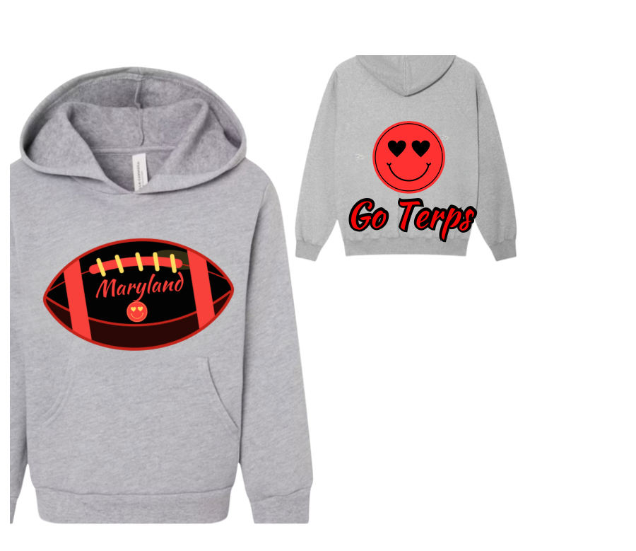 College Football Smiley Sweatshirt with Name & Number Sport Mom, Sibling, Aunt, Player Family - stars or hearts down the arms