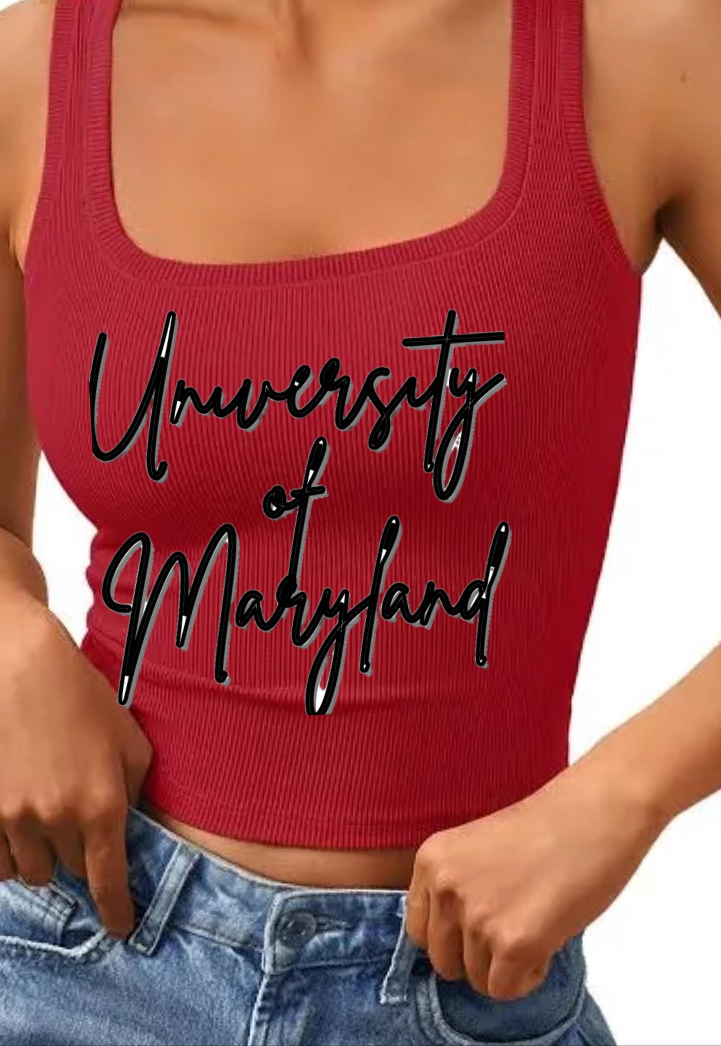 Cropped Tank customized with college name (or any name chosen)