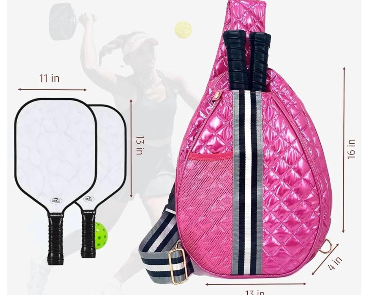 Personalized/Embroidered Pickleball Sling Quilted Crossbody Bag (add monogram or name or sorority letters)