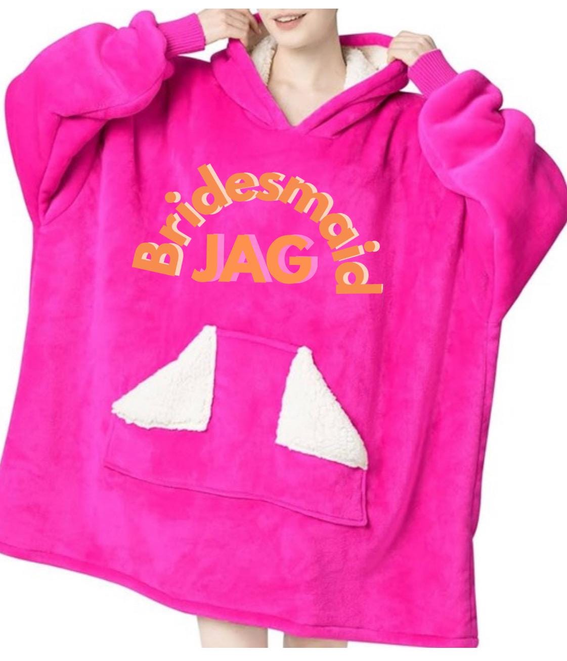 Wearable Blanket Hoodie, Oversized Sherpa Blanket Sweatshirt with Hood Pocket and Sleeves, Personalized College/Wedding/Camp or Lounging. Birthday or Holiday gifts!