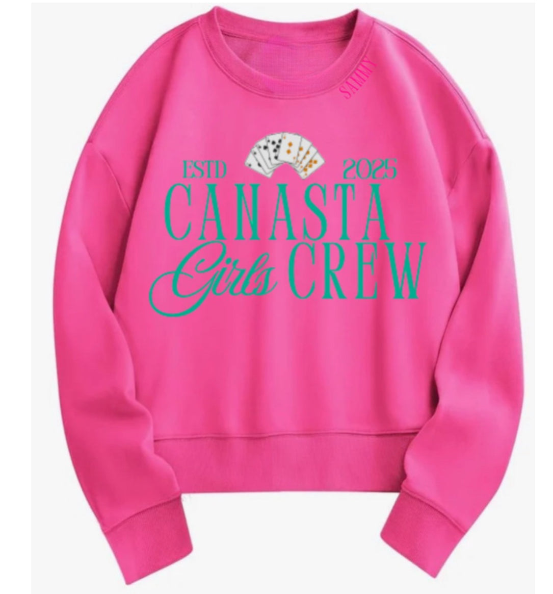 Canasta Women’s “Girls Crew” Oversized Sweatshirt with Custom Year | Cute Canasta Crewneck | Gift for Canasta Lovers | Est. Year Game Night Shirt