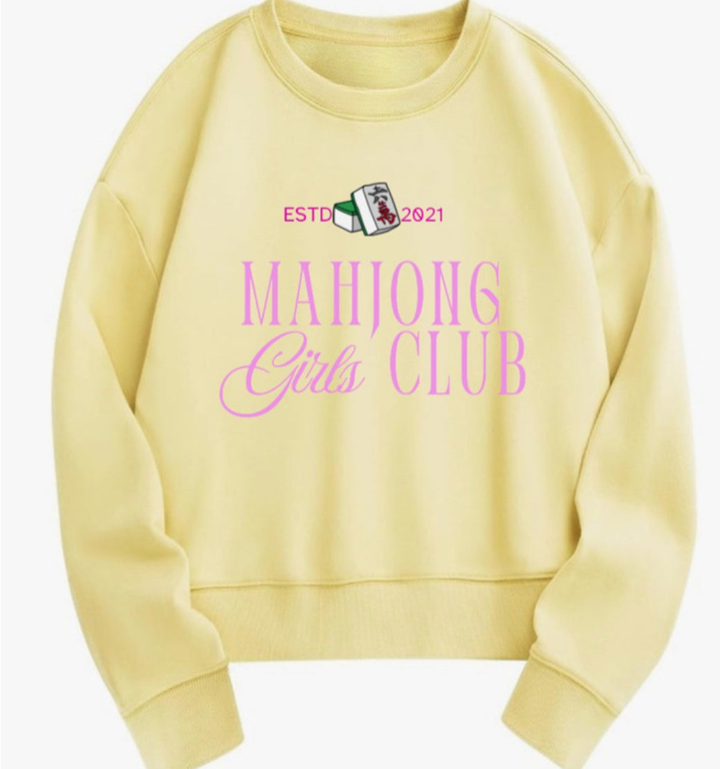 Mahjong Women’s “Girls Club” Oversized Sweatshirt with Custom Year | Cute Mahjong Crewneck | Gift for Mahjong Lovers | Est. Year Game Night Shirt