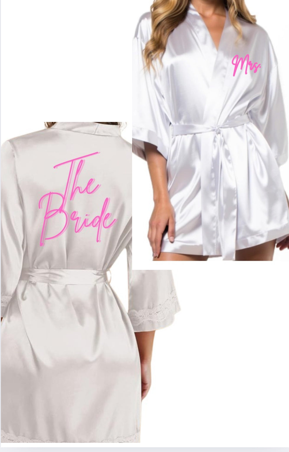 CUSTOM SATIN/Silky Robe kimono style Lingerie college name
