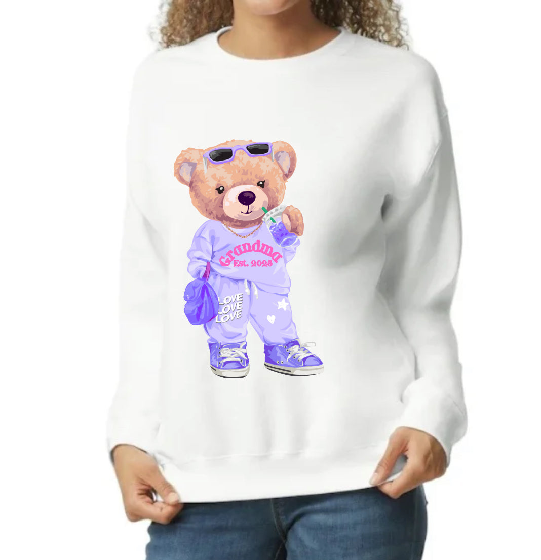 Teddy Bear Sweatshirt Personalized Family Pregnancy announcement Grandpa, Grandma, Uncle, Aunt, Dad “Est. 2025”