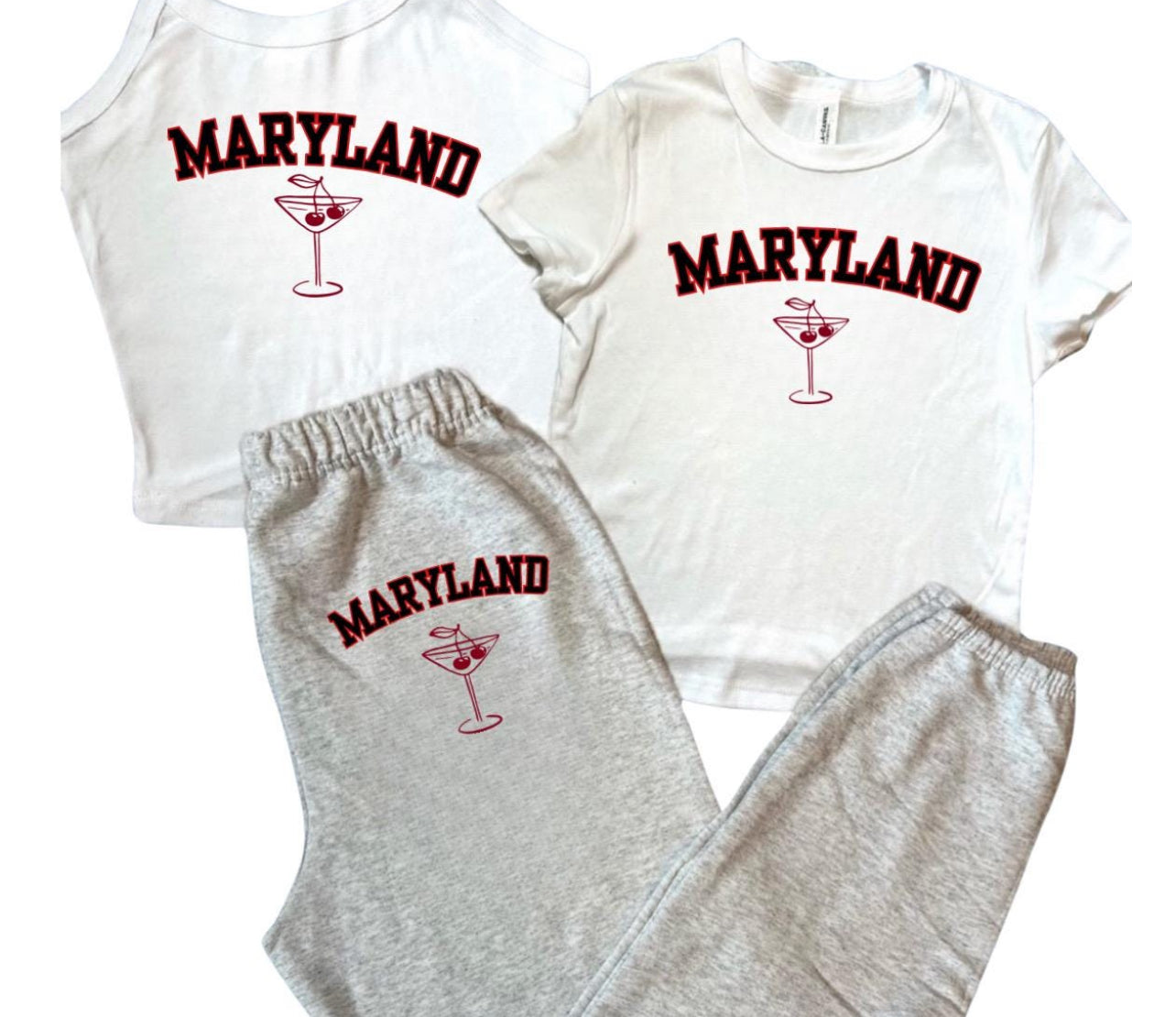 Custom College Martini w/ Cherry Sweats and Hoodies and Ts