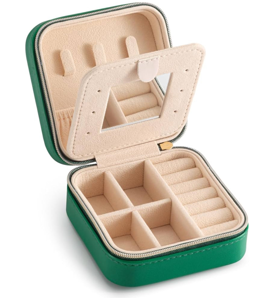 Mini travel Jewelry case with Zipper monogram or college logo faux leather (perfect for the dorm)
