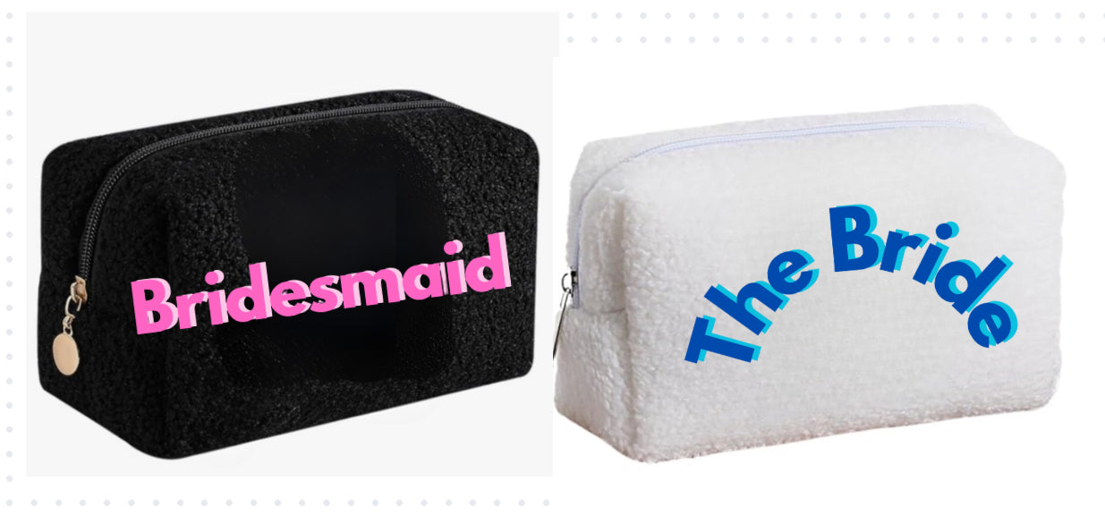 BRIDE Travel Tote Honeymoon Travel Bag Sherpa Cosmetic Bag for Organizing Storing Jewelry and Cosmetic Case travel. Mini faux pearls.