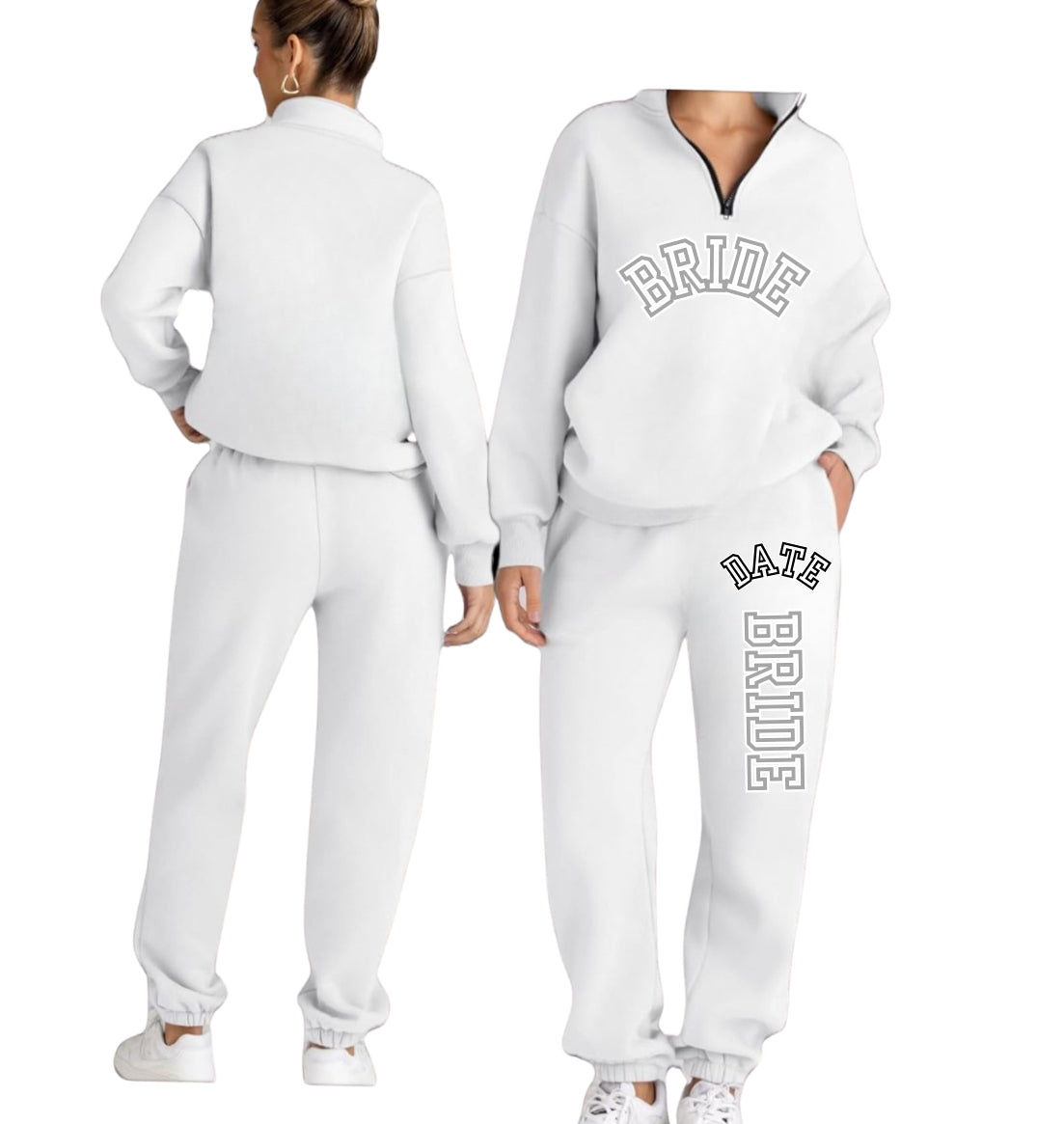 Bride/New Mrs Matching 3/4 Zip Pullover Sweatshirt or Set