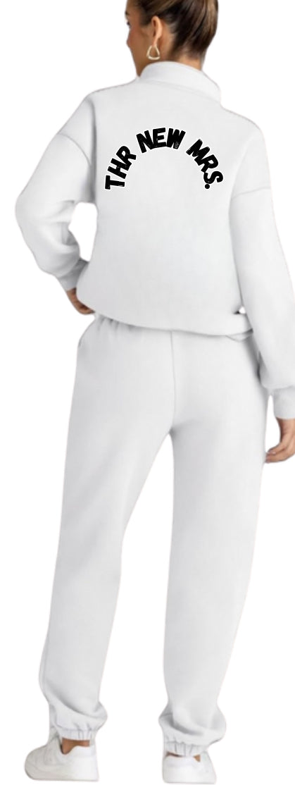 Bride/New Mrs Matching 3/4 Zip Pullover Sweatshirt or Set