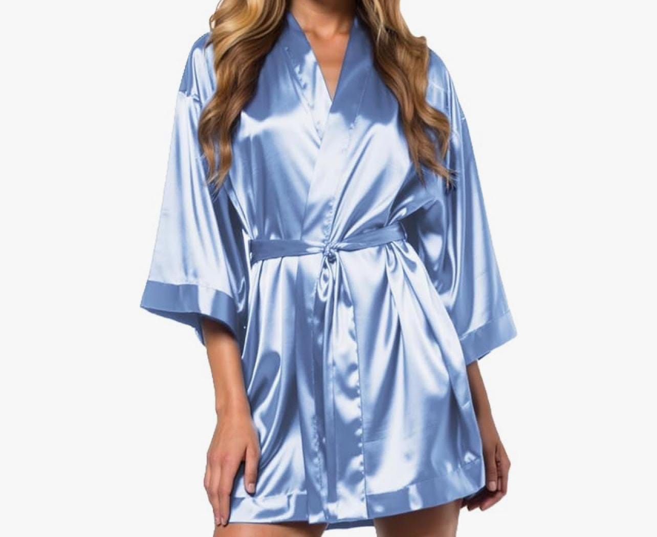 Custom Satin Silky Robe – Kimono Style Lingerie Robe with College Name, Personalized Bridesmaid or Sorority Gift